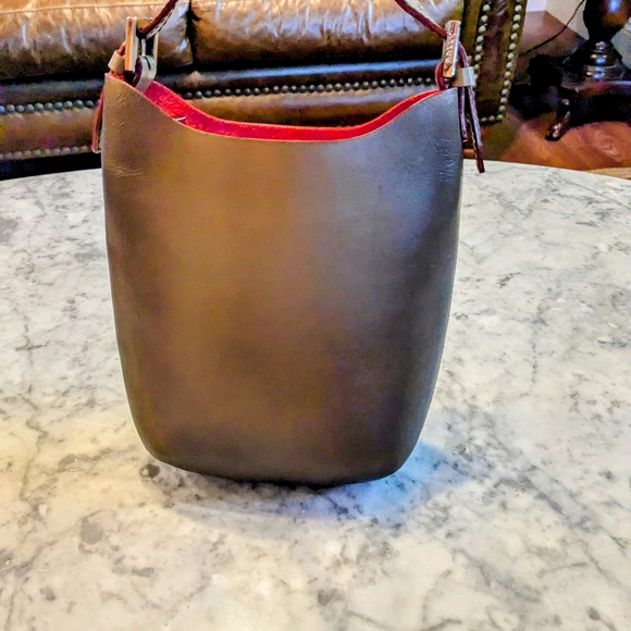 Bally Ombre Mini Bucket Bag with Red Removable Zip Up Lining and Silver Hardware - Picture 1 of 10